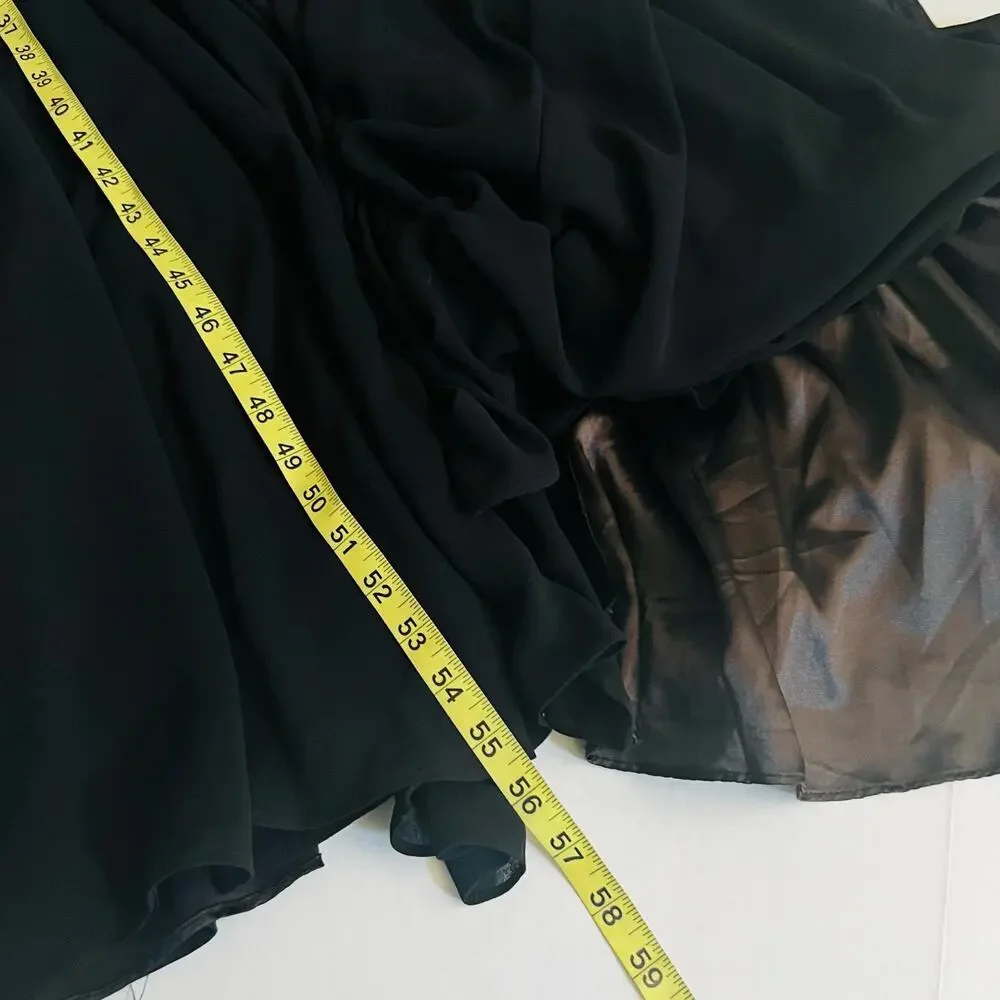 Lulus Classic Grace Spagetti Strap Front Split Maxi Dress Size XL Black - Picture 7 of 8